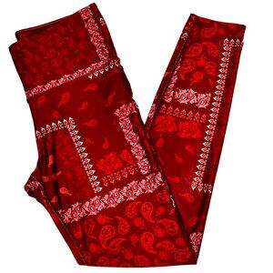 JoyLab Leggings High-Waisted Patterned Stretch Pants Size Small Red Athleisure
